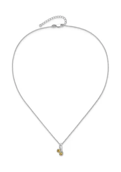Buy 🔥 1/2 ct. t.w. Citrine and White Topaz Double Circle Pendant with 18-Inch Cable Chain in Rhodium-Plated Sterling Silver by Belk & Co. 🥰