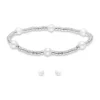 Deals 👏 Fresh Water Pearl and Silver Bead Strand Stretch Bracelet and Stud Earrings 2PC SET, Sterling Silver by Belk & Co. ❤️
