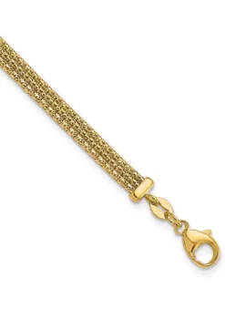 Budget ⌛ 14K Yellow Gold with Diamond Cut Accent and 1 Inch Extension Woven Bracelet by Belk & Co. 🤩
