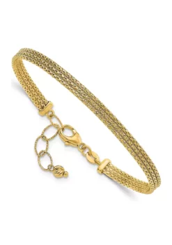 Budget ⌛ 14K Yellow Gold with Diamond Cut Accent and 1 Inch Extension Woven Bracelet by Belk & Co. 🤩 -DealsBelk & Co. Store Belk 20491