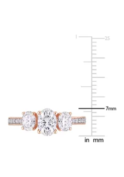 Best Pirce 😉 1.8 ct. t.w. Created Moissanite Oval 3-Stone Engagement Ring in 10k Rose Gold by Belk & Co. 😉 -DealsBelk & Co. Store Belk 20498