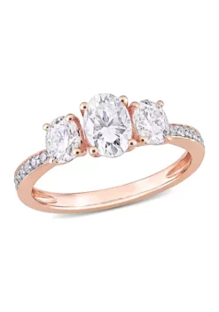Best Pirce 😉 1.8 ct. t.w. Created Moissanite Oval 3-Stone Engagement Ring in 10k Rose Gold by Belk & Co. 😉 -DealsBelk & Co. Store Belk 20500
