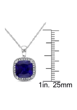 Best Pirce 👏 3.8 ct. t.w. Created Sapphire and 1/10 ct. t.w. Diamond Halo Pendant with Chain in 10k White Gold by Belk & Co. ⌛ -DealsBelk & Co. Store Belk 20505