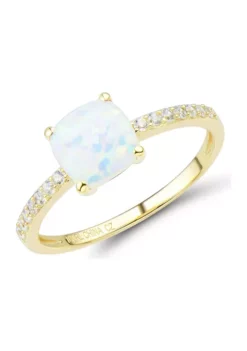 Best Pirce ๐คฉ Lab Created Opal and White Sapphire Ring in 10K Yellow Gold by Belk & Co. ๐