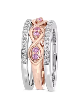 New ๐ 1/4 ct. t.w. Diamond and Pink Sapphire 3 Piece Infinity Ring Set in 14K Two Tone Gold by Belk & Co. ๐ 10 New ๐ 1/4 ct. t.w. Diamond and Pink Sapphire 3 Piece Infinity Ring Set in 14K Two Tone Gold by Belk & Co. ๐ -DealsBelk & Co. Store Belk 20559