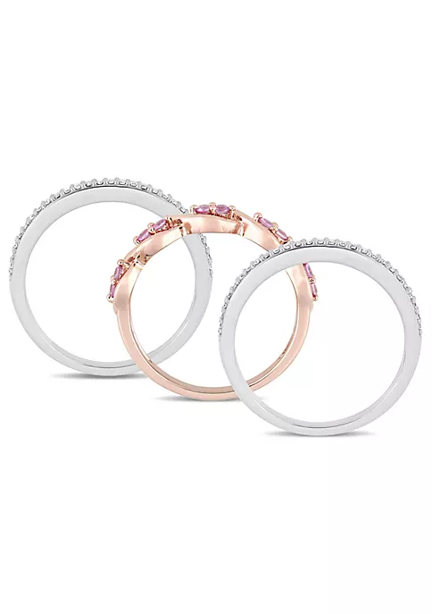 New ๐ 1/4 ct. t.w. Diamond and Pink Sapphire 3 Piece Infinity Ring Set in 14K Two Tone Gold by Belk & Co. ๐ 5 New ๐ 1/4 ct. t.w. Diamond and Pink Sapphire 3 Piece Infinity Ring Set in 14K Two Tone Gold by Belk & Co. ๐ - Image 5