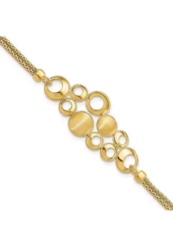 Cheap 😍 14K Yellow Gold Polished and Satin Circles with 1 Inch Extension Bracelet by Belk & Co. ⭐ -DealsBelk & Co. Store Belk 20567