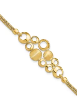 Cheap 😍 14K Yellow Gold Polished and Satin Circles with 1 Inch Extension Bracelet by Belk & Co. ⭐ -DealsBelk & Co. Store Belk 20568