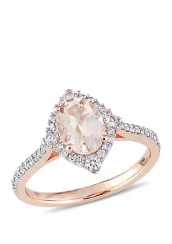 Best Sale ❤️ 1 1/3 ct. t.w. Morganite, White Sapphire and 1/4 ct. t.w. Diamond Vintage Ring in 10k Rose Gold by Belk & Co. 👏
