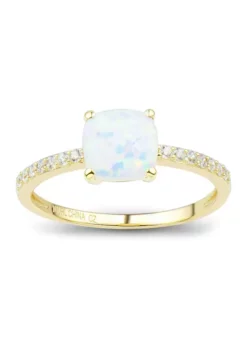 Best Pirce 🤩 Lab Created Opal and White Sapphire Ring in 10K Yellow Gold by Belk & Co. 😉 -DealsBelk & Co. Store Belk 2057