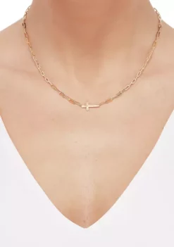 Buy 🌟 10K Yellow Gold Sideway Cross Paperclip Chain Necklace by Belk & Co. 💯 -DealsBelk & Co. Store Belk 20574