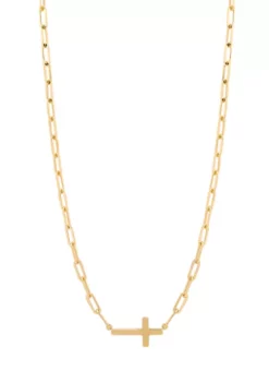 Buy 🌟 10K Yellow Gold Sideway Cross Paperclip Chain Necklace by Belk & Co. 💯 -DealsBelk & Co. Store Belk 20575