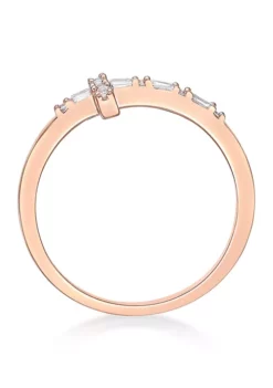 Best Pirce ❤️ 1/8 ct. t.w. Diamond Sideways Cros Ring in Sterling Silver with 14K Rose Gold Plate by Belk & Co. 🌟 -DealsBelk & Co. Store Belk 20592