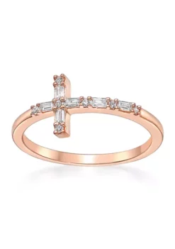 Best Pirce ❤️ 1/8 ct. t.w. Diamond Sideways Cros Ring in Sterling Silver with 14K Rose Gold Plate by Belk & Co. 🌟 -DealsBelk & Co. Store Belk 20593