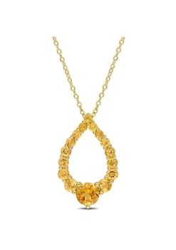 Best deal ⭐ 2 ct. t.g.w. Citrine, Madeira Citrine and Honey Citrine Graduated Open Teardrop Pendant with Chain in 18K Yellow Gold Plated Sterling Silver by Belk & Co. 🌟