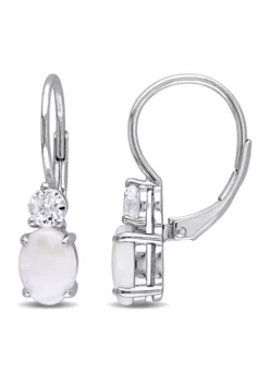 Deals ⌛ Lab Created 2 ct. t.g.w. Opal and Created White Sapphire Leverback Earrings in Sterling Silver by Belk & Co. ✔️