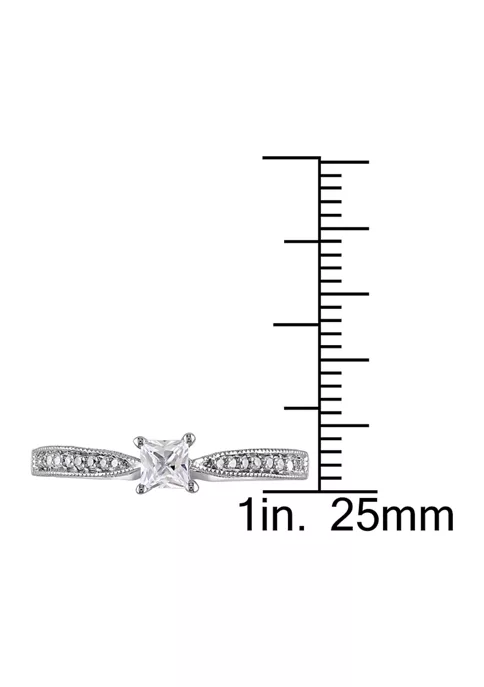 Best Sale ⌛ Lab Created 1/3 CT TGW Created White Sapphire and Diamond Accent Engagement Ring in Sterling Silver by Belk & Co. 😀 2 Best Sale ⌛ Lab Created 1/3 CT TGW Created White Sapphire and Diamond Accent Engagement Ring in Sterling Silver by Belk & Co. 😀 - Image 2