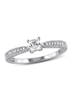 Best Sale ⌛ Lab Created 1/3 CT TGW Created White Sapphire and Diamond Accent Engagement Ring in Sterling Silver by Belk & Co. 😀 9 Best Sale ⌛ Lab Created 1/3 CT TGW Created White Sapphire and Diamond Accent Engagement Ring in Sterling Silver by Belk & Co. 😀 -DealsBelk & Co. Store Belk 20615