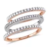 Best deal 😍 1/2 ct. t.w. Diamond 3 Piece Anniversary Band Set of Stacking Rings in 10K Two Tone White and Rose Gold by Belk & Co. 🥰