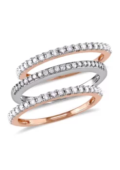 Best deal 😍 1/2 ct. t.w. Diamond 3 Piece Anniversary Band Set of Stacking Rings in 10K Two Tone White and Rose Gold by Belk & Co. 🥰