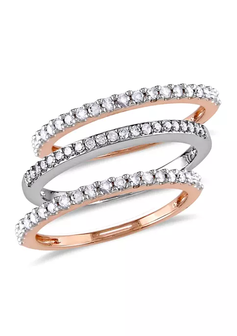 Best deal 😍 1/2 ct. t.w. Diamond 3 Piece Anniversary Band Set of Stacking Rings in 10K Two Tone White and Rose Gold by Belk & Co. 🥰 1 Best deal 😍 1/2 ct. t.w. Diamond 3 Piece Anniversary Band Set of Stacking Rings in 10K Two Tone White and Rose Gold by Belk & Co. 🥰