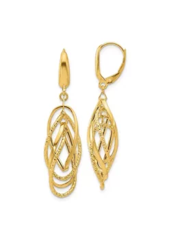 Brand new 😉 14K Yellow Gold Polished and Textured Ovals Dangle Earrings by Belk & Co. 🎉 -DealsBelk & Co. Store Belk 20637