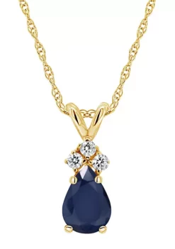 Best reviews of ❤️ 14K Gold 7x5 Pear Shape Sapphire Diamond Accent Pendant by Belk & Co. ⌛
