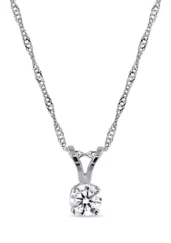 Brand new ๐งจ 1/4 ct. t.w. Diamond Solitaire Pendant with Chain in 14k White Gold by Belk & Co. ๐