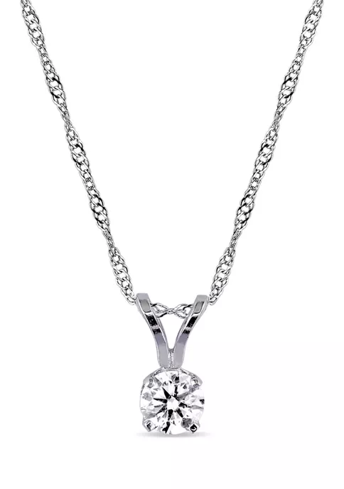 Brand new ๐งจ 1/4 ct. t.w. Diamond Solitaire Pendant with Chain in 14k White Gold by Belk & Co. ๐ 1 Brand new ๐งจ 1/4 ct. t.w. Diamond Solitaire Pendant with Chain in 14k White Gold by Belk & Co. ๐