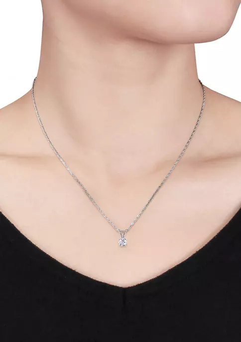 Brand new ๐งจ 1/4 ct. t.w. Diamond Solitaire Pendant with Chain in 14k White Gold by Belk & Co. ๐ 3 Brand new ๐งจ 1/4 ct. t.w. Diamond Solitaire Pendant with Chain in 14k White Gold by Belk & Co. ๐ - Image 3