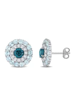 Best reviews of 😉 4.32 ct. t.g.w. London Blue Topaz, Sky Blue Topaz and White Topaz Double Halo Stud Earrings in Sterling Silver by Belk & Co. 🧨 -DealsBelk & Co. Store Belk 20662