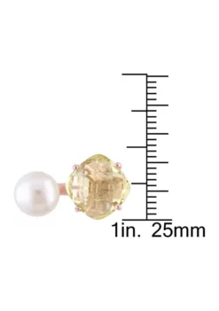 Cheapest 💯 White Cultured Freshwater Pearl and Lemon Quartz Ring in Rose Plated Sterling Silver by Belk & Co. 🔥 -DealsBelk & Co. Store Belk 20665