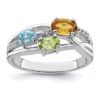 New 👍 7/8 ct. t.w. Citrine, Peridot, Light Swiss Blue Topaz and White Topaz Ring in Rhodium-Plated Sterling Silver by Belk & Co. 🤩