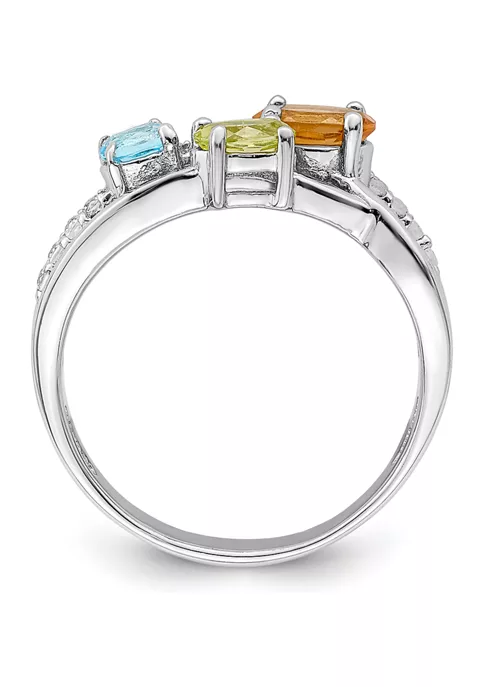 New 👍 7/8 ct. t.w. Citrine, Peridot, Light Swiss Blue Topaz and White Topaz Ring in Rhodium-Plated Sterling Silver by Belk & Co. 🤩 2 New 👍 7/8 ct. t.w. Citrine, Peridot, Light Swiss Blue Topaz and White Topaz Ring in Rhodium-Plated Sterling Silver by Belk & Co. 🤩 - Image 2