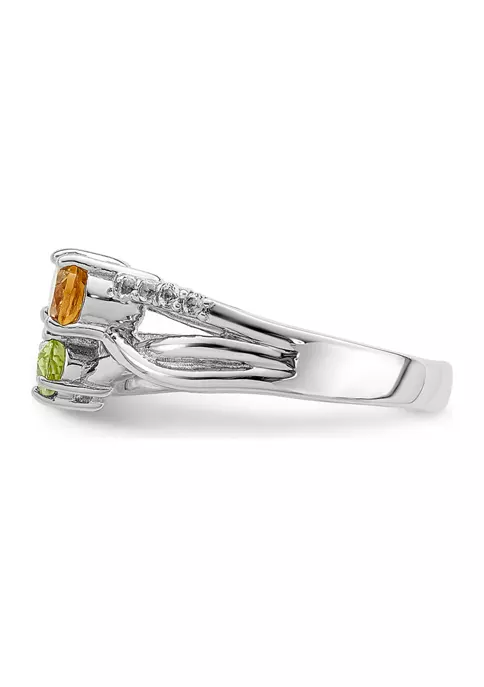 New 👍 7/8 ct. t.w. Citrine, Peridot, Light Swiss Blue Topaz and White Topaz Ring in Rhodium-Plated Sterling Silver by Belk & Co. 🤩 3 New 👍 7/8 ct. t.w. Citrine, Peridot, Light Swiss Blue Topaz and White Topaz Ring in Rhodium-Plated Sterling Silver by Belk & Co. 🤩 - Image 3