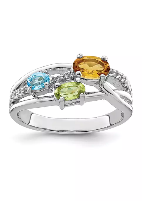 New 👍 7/8 ct. t.w. Citrine, Peridot, Light Swiss Blue Topaz and White Topaz Ring in Rhodium-Plated Sterling Silver by Belk & Co. 🤩 4 New 👍 7/8 ct. t.w. Citrine, Peridot, Light Swiss Blue Topaz and White Topaz Ring in Rhodium-Plated Sterling Silver by Belk & Co. 🤩 - Image 4