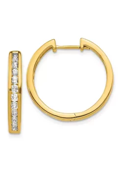 Top 10 😀 1 ct. t.w. Diamond Hinged Hoop Earrings in 14K Yellow Gold by Belk & Co. ⭐ -DealsBelk & Co. Store Belk 20679