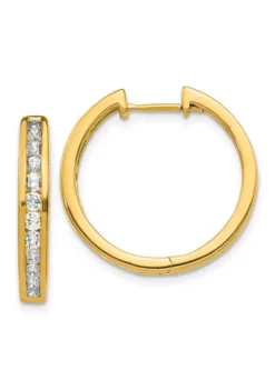 Top 10 😀 1 ct. t.w. Diamond Hinged Hoop Earrings in 14K Yellow Gold by Belk & Co. ⭐ -DealsBelk & Co. Store Belk 20681
