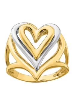 Best Pirce โ๏ธ 14K Two Tone Triple Stacked Heart Ring by Belk & Co. โญ