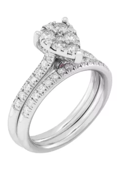 Cheap 💯 1 ct. t.w. Pear Diamond and Pink Sapphire Bridal Ring Set in 10k White Gold by Belk & Co. 😍 -DealsBelk & Co. Store Belk 207