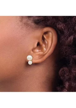 Brand new 👍 14K Yellow Gold 5 and 7mm White Round Freshwater Cultured Double Pearl Post Earrings by Belk & Co. 🤩 -DealsBelk & Co. Store Belk 20707