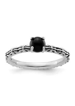 Deals ⭐ Sterling Silver Stackable Expressions Antiqued Black Agate Ring by Belk & Co. ⌛