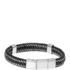 Wholesale ⭐ Stainless Steel and Black Leather Bracelet with Magnetic Extender Closure by Belk & Co. ❤️