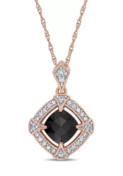 Best deal ❤️ 1.12 ct. t.w. Black & White Diamond Cushion cut Halo Pendant with Chain in 10k Rose Gold by Belk & Co. 😉 -DealsBelk & Co. Store Belk 20743