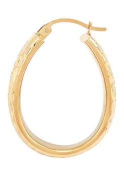 Buy 👏 30 Millimeter Oval Tube Earrings in 14K Yellow Gold by Belk & Co. 😍