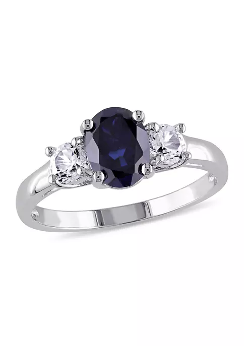 Buy ๐ Lab Created Oval Cut Created Blue and Created White Sapphire 3-Stone Ring in Sterling Silver by Belk & Co. โ 1 Buy ๐ Lab Created Oval Cut Created Blue and Created White Sapphire 3-Stone Ring in Sterling Silver by Belk & Co. โ