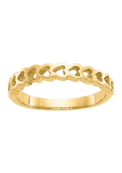 Buy 🔥 14K Yellow Gold Polished Hearts Ring by Belk & Co. ✔️