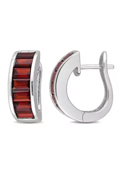Best Pirce 🎁 5.18 ct. t.g.w. Garnet Hoop Earrings in Sterling Silver by Belk & Co. ✨