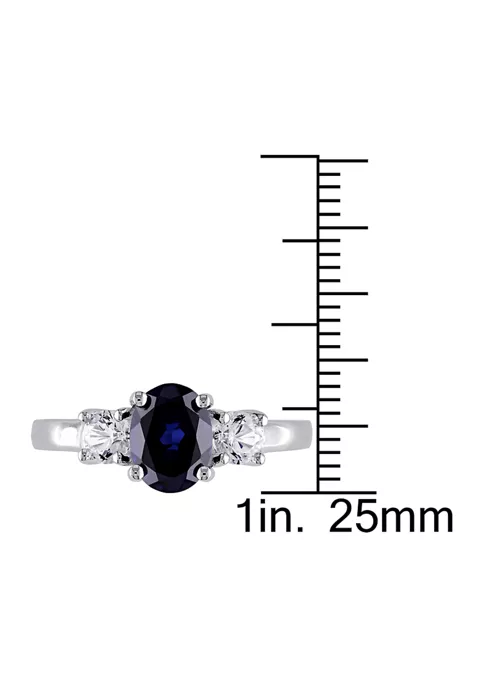 Buy ๐ Lab Created Oval Cut Created Blue and Created White Sapphire 3-Stone Ring in Sterling Silver by Belk & Co. โ 2 Buy ๐ Lab Created Oval Cut Created Blue and Created White Sapphire 3-Stone Ring in Sterling Silver by Belk & Co. โ - Image 2