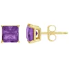 Best Sale 🔔 14K Yellow Gold 5mm Princess Cut Amethyst Stud Earrings by Belk & Co. 👍